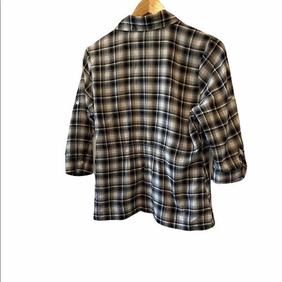 PINK ROSE Black,Grey&White Plaid Graphic Button Up - Picture 3 of 8